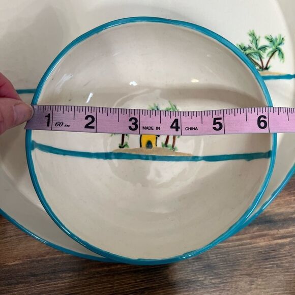 Hand crafted serving plate and bowl tropical graphic design spring Summer party - Picture 7 of 9